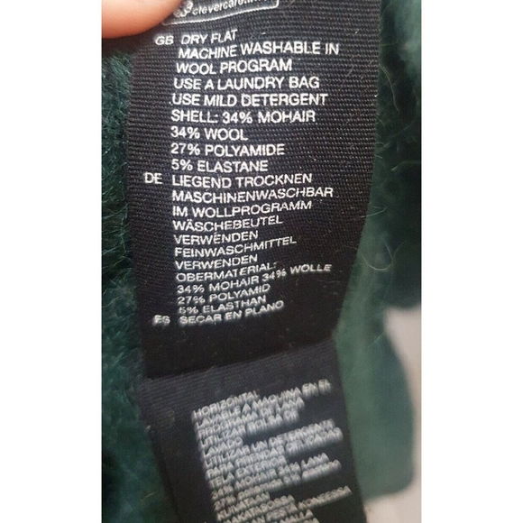 & Other Stories Sweater Mohair /Wool,Dark green Mock Neck, flared sleeve at hem - Picture 6 of 11